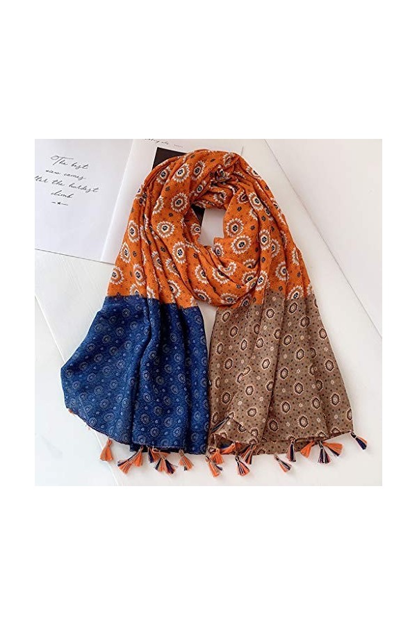 NXYJD Femmes Coton Gland châle aztèque Floral Patchwork Style Pashmina Wrap épais Protection Solaire été Doux châle Color : 