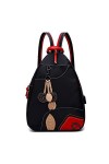 Jywmsc Femmes élégant Nylon Poids Léger Sac à Dos Sac dépaule De Plein Air Sac de Poitrine avec Port de Charge USB 02 Noir,