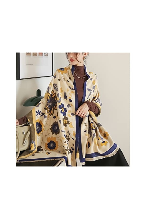 Srfghjs écharpe Écarrement épais Hiver Hiver écharpe écharpe Hijab Femme imprimé Couverture châle Wall Foulard Femme Pashmina