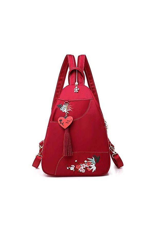 Jywmsc Femmes élégant Nylon Poids Léger Sac à Dos Sac dépaule De Plein Air Sac de Poitrine avec Port de Charge USB 02 Noir,