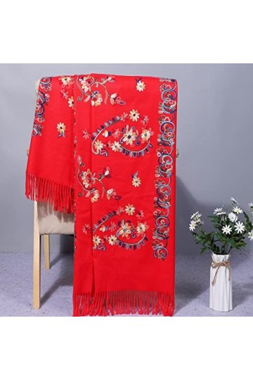 LiFBeauTiFul Épais Imitation Cachemire châles Pashmina Grande Taille écharpe Femmes Chal Mujer Bufanda Silencieux Broderie ma