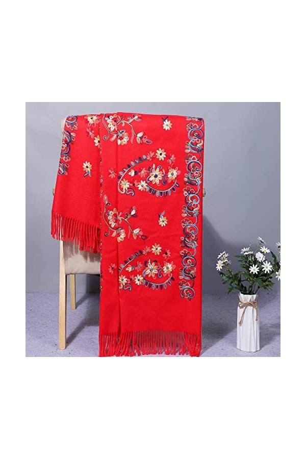 LiFBeauTiFul Épais Imitation Cachemire châles Pashmina Grande Taille écharpe Femmes Chal Mujer Bufanda Silencieux Broderie ma