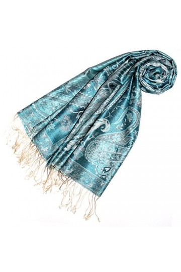 LORENZO CANA Pashmina pour la femme - écharpe de 100% soie avec les mesures de 70 x 190 cm - fait à la main – souple élégant 