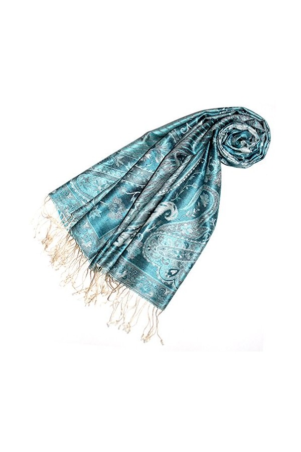 LORENZO CANA Pashmina pour la femme - écharpe de 100% soie avec les mesures de 70 x 190 cm - fait à la main – souple élégant 