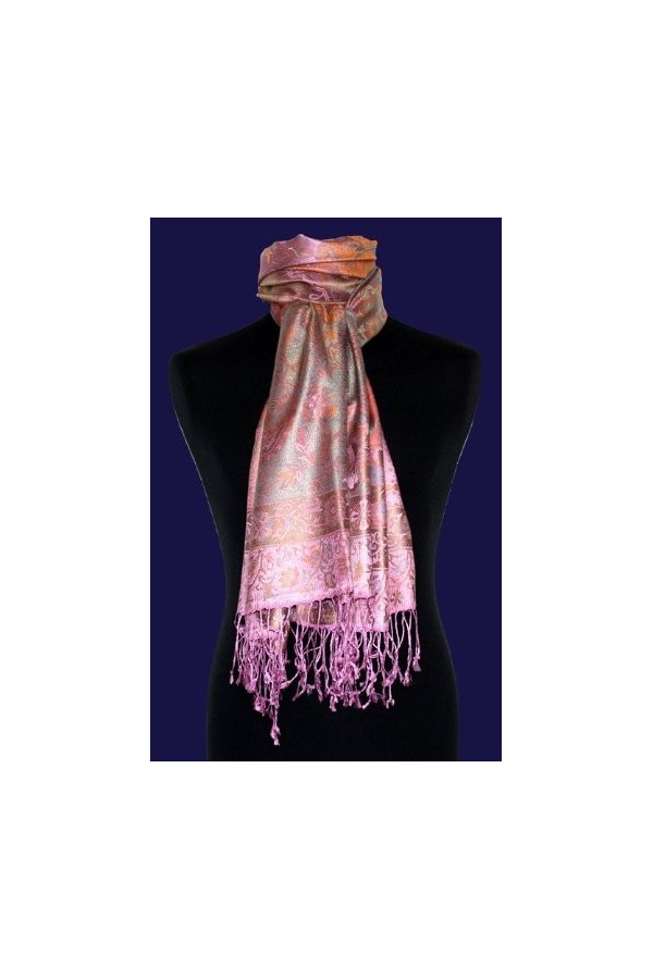 LORENZO CANA Pashmina pour la femme - écharpe de 100% soie avec les mesures de 70 x 190 cm - fait à la main – souple élégant 