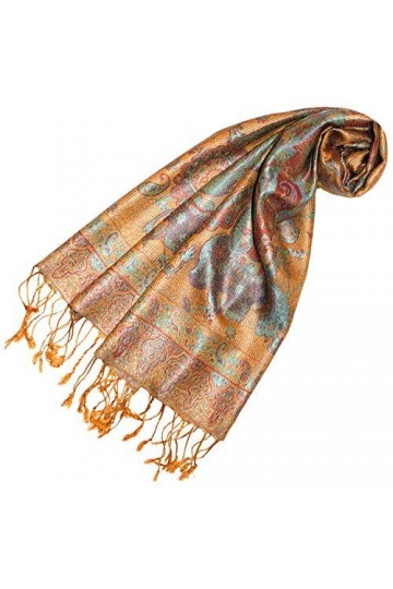 LORENZO CANA Pashmina pour la femme - écharpe de 100% soie avec les mesures de 35 x 160 cm - fait à la main – souple élégant 