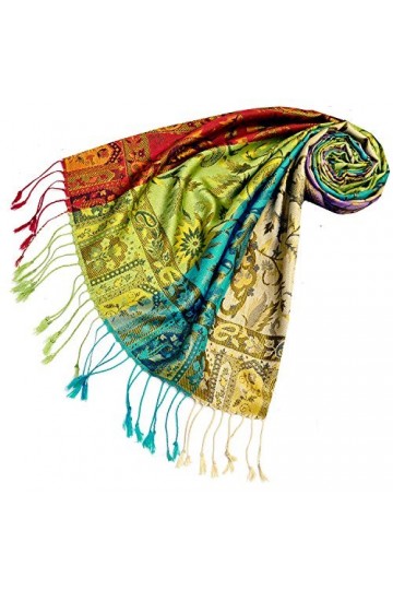 Lorenzo 78643 Cana Écharpe de luxe Pashmina pour femme en tissu jacquard 100 % soie Motif cachemire Multicolore