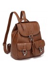 VASCHY Mini Sac a Dos Femme, Cordon Cartable Fille en PU Cuir avec Plein de Poches Petit Sacs Portés Dos Femme Sac Dos Colleg