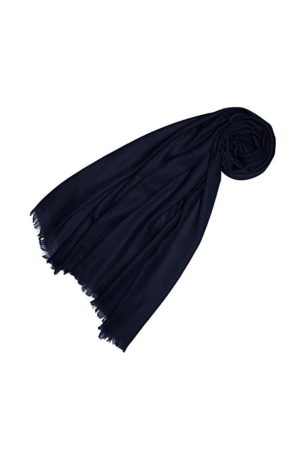 LORENZO CANA Echarpe de 100% Cachemire pour l`homme – 70 x 200 cm, unicolore, monochrome - souple et noble – en bleu