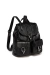 VASCHY Mini Sac a Dos Femme, Cordon Cartable Fille en PU Cuir avec Plein de Poches Petit Sacs Portés Dos Femme Sac Dos Colleg