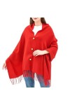 Alpine Swiss Pashmina Châle de soirée pour femme Grande écharpe à franges Poncho, Rouge, Taille unique