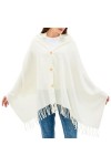 Alpine Swiss Pashmina Châle de soirée pour femme Grande écharpe à franges Poncho, Rouge, Taille unique