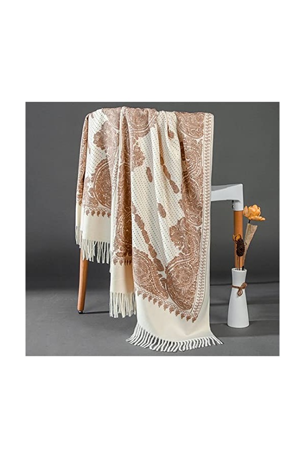 keusyoi Châle à pompons pour femme - Pashmina surdimensionné - Écharpe chaude douce et épaisse - Pour hijab musulmane