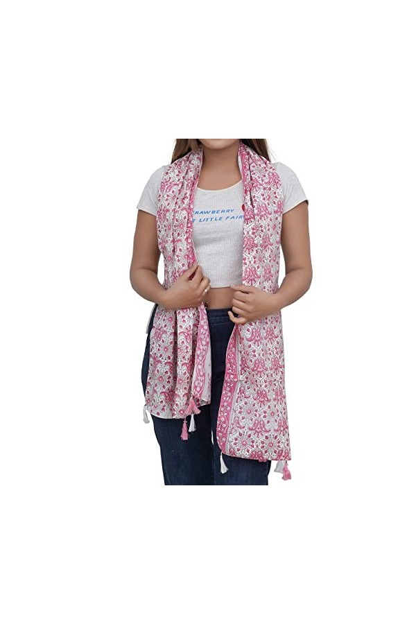 Handicraft Bazarr Étole de cou pour filles - Écharpe traditionnelle pour femme - Rose layette - 183 x 55 cm, Rose layette