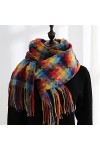 Écharpe À Carreaux Écharpe Hiver Chaleur Chaude Wrap Bandana Pashmina Long Tassel Foulard Couverture Épaisse Couverture De Fe