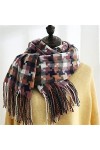 Écharpe À Carreaux Écharpe Hiver Chaleur Chaude Wrap Bandana Pashmina Long Tassel Foulard Couverture Épaisse Couverture De Fe