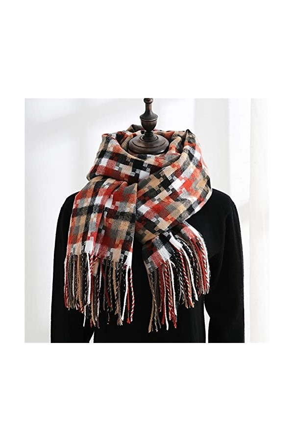 Écharpe À Carreaux Écharpe Hiver Chaleur Chaude Wrap Bandana Pashmina Long Tassel Foulard Couverture Épaisse Couverture De Fe