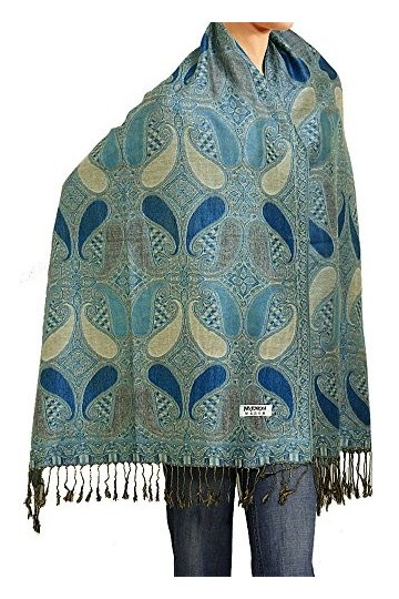 Falari Womens Woven Paisley Pashmina Shawl Wrap Scarf 80" x 27"