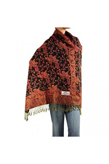 Falari Womens Woven Paisley Pashmina Shawl Wrap Scarf 80" x 27"