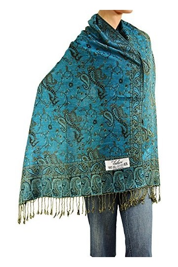 Falari Womens Woven Paisley Pashmina Shawl Wrap Scarf 80" x 27"