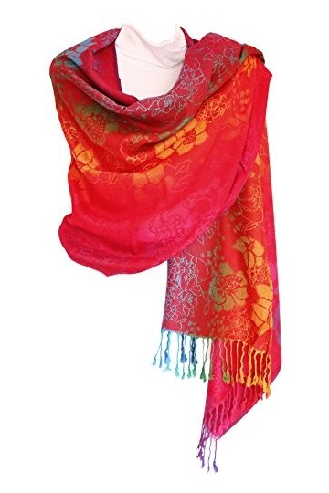 KMystic Écharpe pashmina colorée rouge 