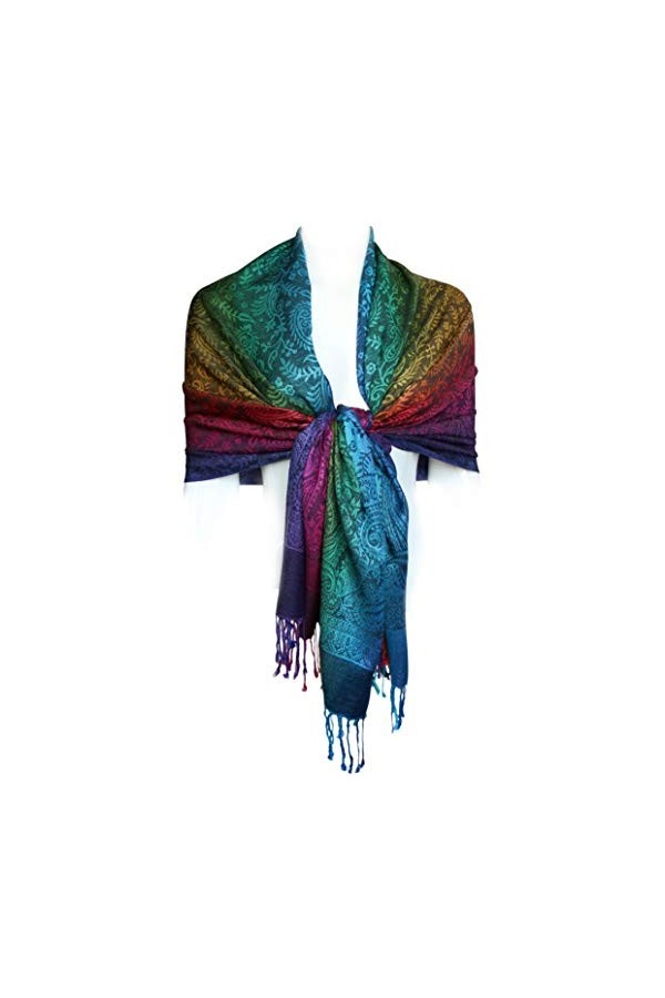 KMystic Écharpe pashmina colorée rouge 