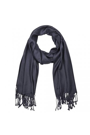 Falari Womens Soft Solid Color Pashmina Shawl Wrap Scarf Wedding Favors Bride Bridesmaid Gifts Evening Dress Charcoal 