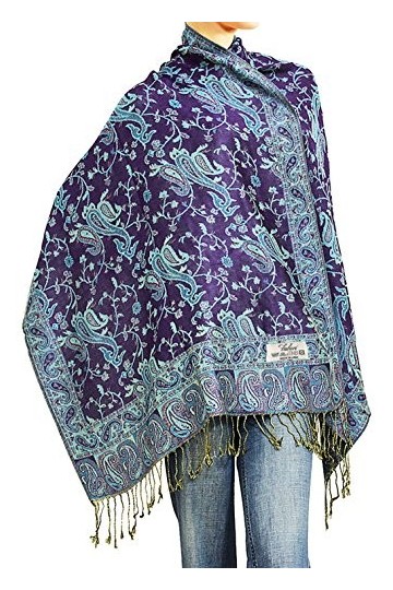 Falari Womens Woven Paisley Pashmina Shawl Wrap Scarf 80" x 27"