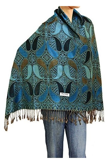 Falari Womens Woven Paisley Pashmina Shawl Wrap Scarf 80" x 27"