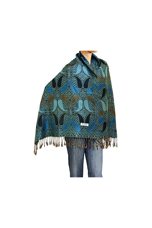 Falari Womens Woven Paisley Pashmina Shawl Wrap Scarf 80" x 27"