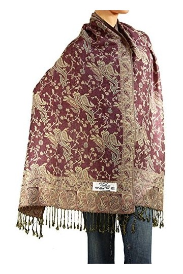Falari Womens Woven Paisley Pashmina Shawl Wrap Scarf 80" x 27"