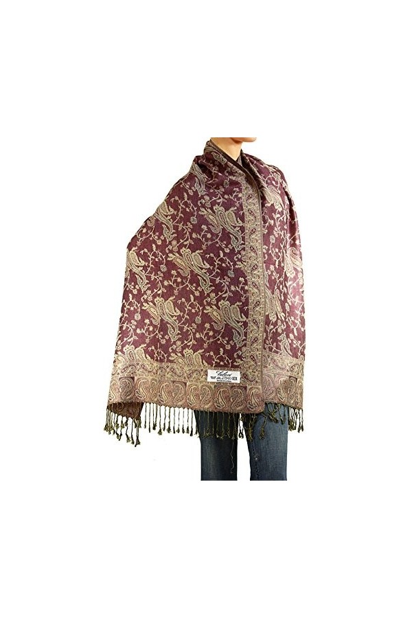 Falari Womens Woven Paisley Pashmina Shawl Wrap Scarf 80" x 27"