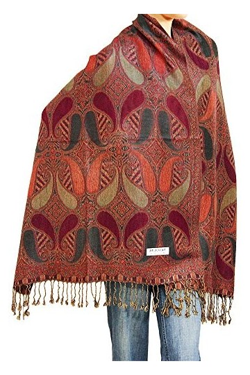 Falari Womens Woven Paisley Pashmina Shawl Wrap Scarf 80" x 27"