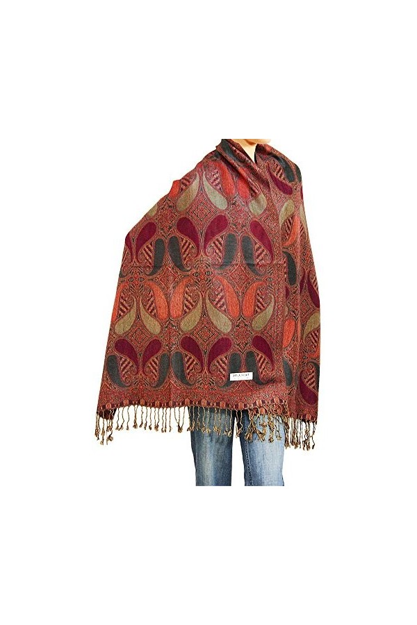 Falari Womens Woven Paisley Pashmina Shawl Wrap Scarf 80" x 27"