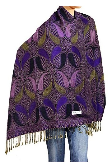 Falari Womens Woven Paisley Pashmina Shawl Wrap Scarf 80" x 27"