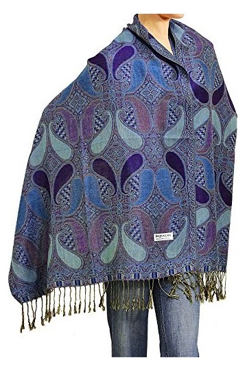 Falari Womens Woven Paisley Pashmina Shawl Wrap Scarf 80" x 27"