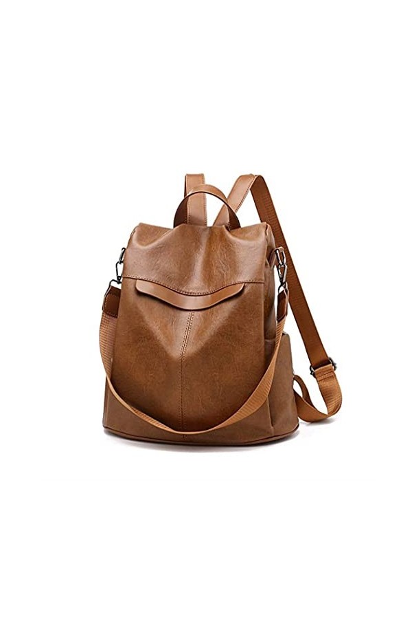 Wishliker Sac à Dos Anti-vol Sacs À Bandoulière en PU Cuir Sac a Dos Étanche Sacs Décole pour Femme Fille