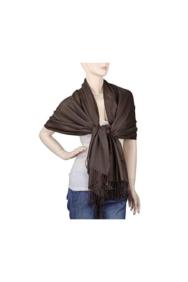 Falari Womens Soft Solid Color Pashmina Shawl Wrap Scarf 80" X 27"