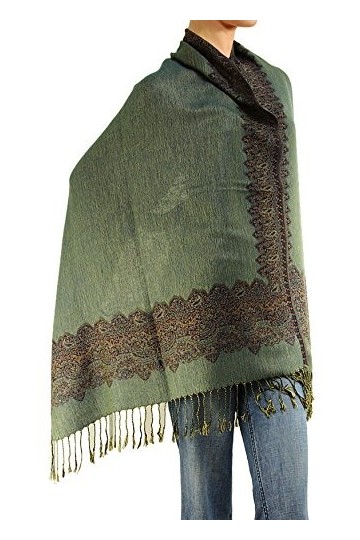 Womens Woven Double Side Pashmina Shawl Wrap Scarf 80" X 27" Maroon