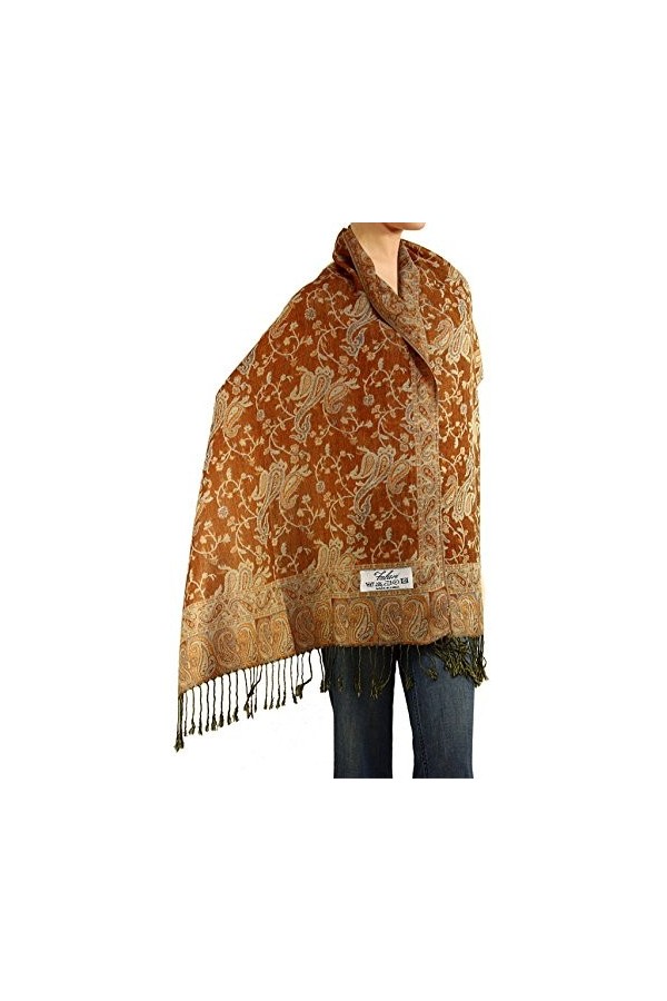 Falari Womens Woven Paisley Pashmina Shawl Wrap Scarf 80" x 27"