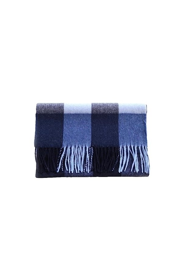 Femmes Laine Châle Plaid Longue Écharpe Hiver Gland Décontracté Bandana Chaud Pashmina Cadeau Pour Dames Blue