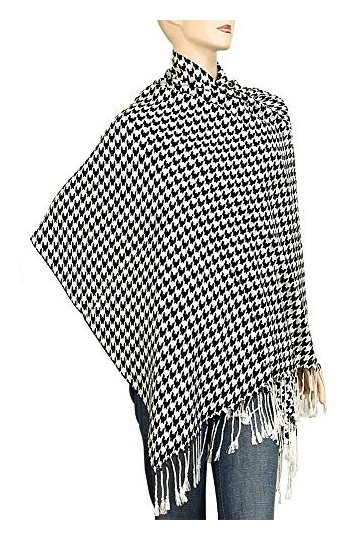 Falari Womens Woven Pashmina Shawl Wrap Scarf 80" x 27" Black & Cream 