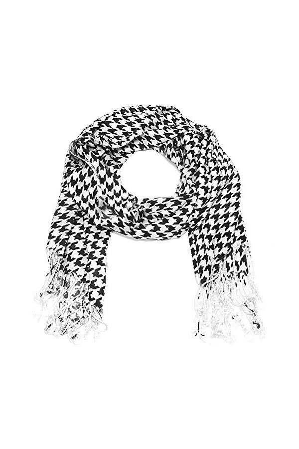 Falari Womens Woven Pashmina Shawl Wrap Scarf 80" x 27" Black & Cream 