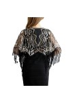 Youllyuu Châle à franges à paillettes style années 1920, doré, taille unique