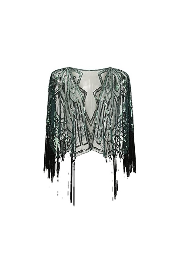 Youllyuu Châle à franges à paillettes style années 1920, doré, taille unique