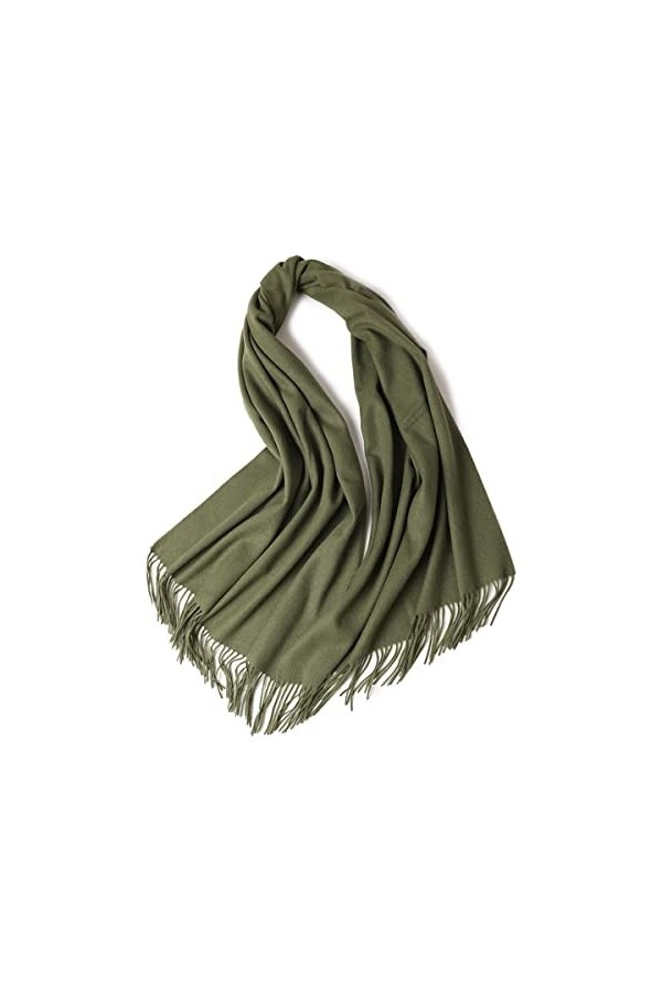 Écharpe de Châle en Laine à Glands pour Femmes, Grande Doux Écharpes Pashmina Couleur Unie, Echarpe Etole Chaude Hiver, Châle