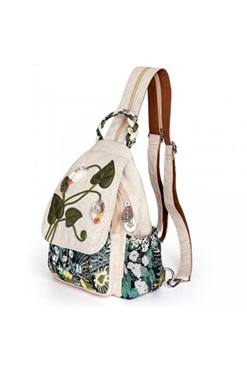 AULUDA Sac à bandoulière convertible pour fille, artisanal, magnifique sac de jour décontracté en toile pour femmes, M, Beige