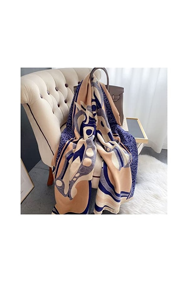 Srfghjs écharpe Écharpe dhiver Femmes Cashmere Châles Châles Enroules Horse Imprimé Pashmina Chaud Epais Foulard Couverture 