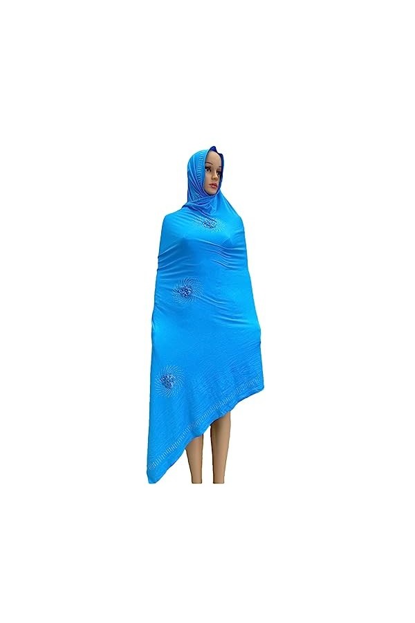 keusyoi Foulard africain en coton brodé musulman hijab pashmina doux turban pour femme châle hijab