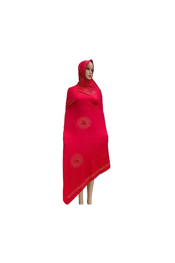 keusyoi Foulard africain en coton brodé musulman hijab pashmina doux turban pour femme châle hijab